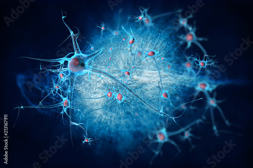 Neurons cell brain on science background