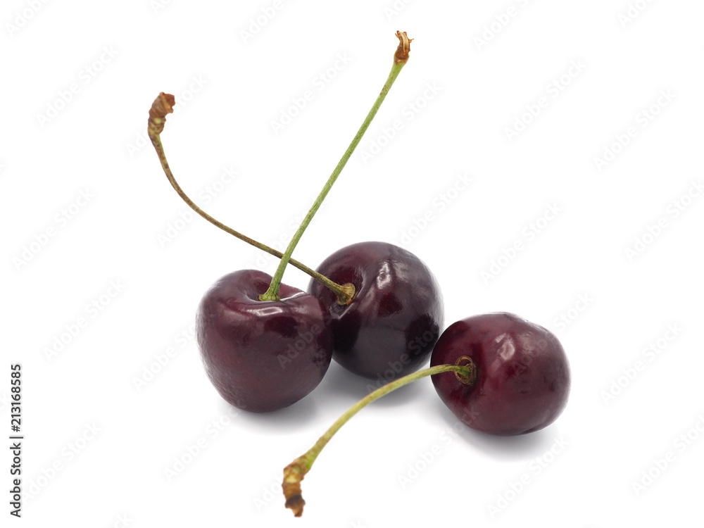Fresh sweet cherry in shopping cart or trolly isolated on white background. Fresh sweet cherry in shopping cart or trolly isolated on white background.