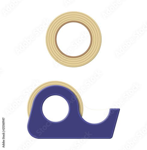 Adhesive tape in plastic dispenser.