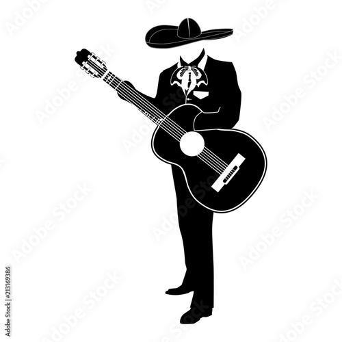 Mariachi musician with guitar vector illustration