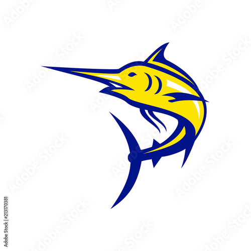 Blue Marlin Jumping Mascot