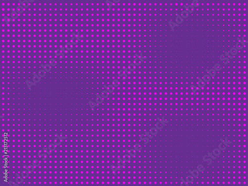 Pink-violet, purple halftone background. Digital gradient. Abstract backdrop with circles, point, dots