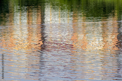 Reflection of a building on the lake as abstract background