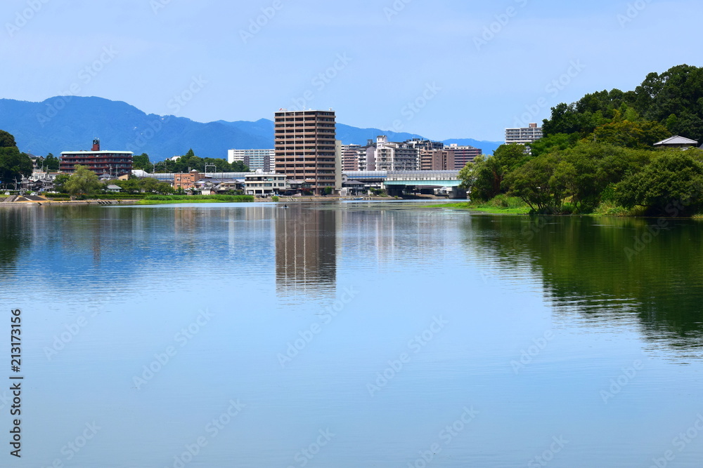 瀬田川の風景、滋賀県、日本