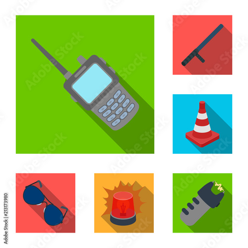 Police, Department flat icons in set collection for design.Detective and accessories vector symbol stock web illustration.