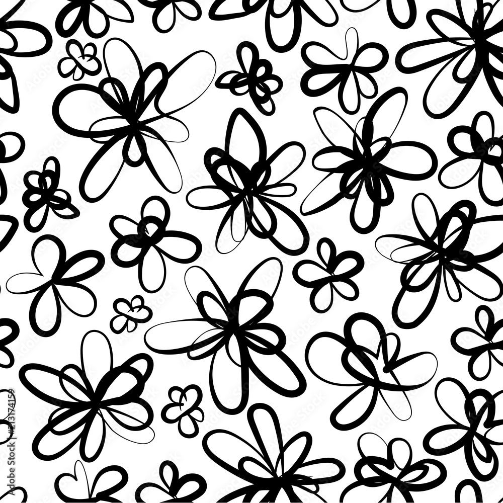 Creative pattern with abstract vector flowers