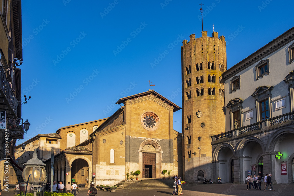 Orvieto, Italy - Chiesa Sant Andrea church at Piazza Repubblica square in old time historic quarter