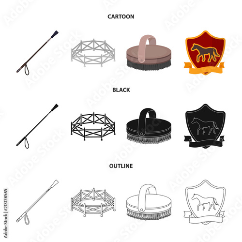 Aviary, whip, emblem, hippodrome .Hippodrome and horse set collection icons in cartoon,black,outline style vector symbol stock illustration web.