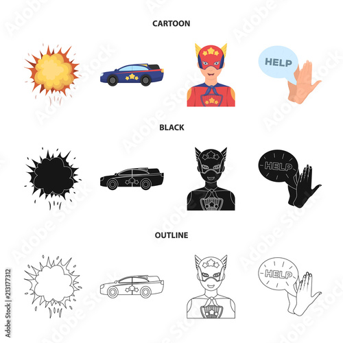 Explosion, fire, smoke and other web icon in cartoon,black,outline style. Superman, superforce, cry, icons in set collection. Stock Vector | Adobe  Stock