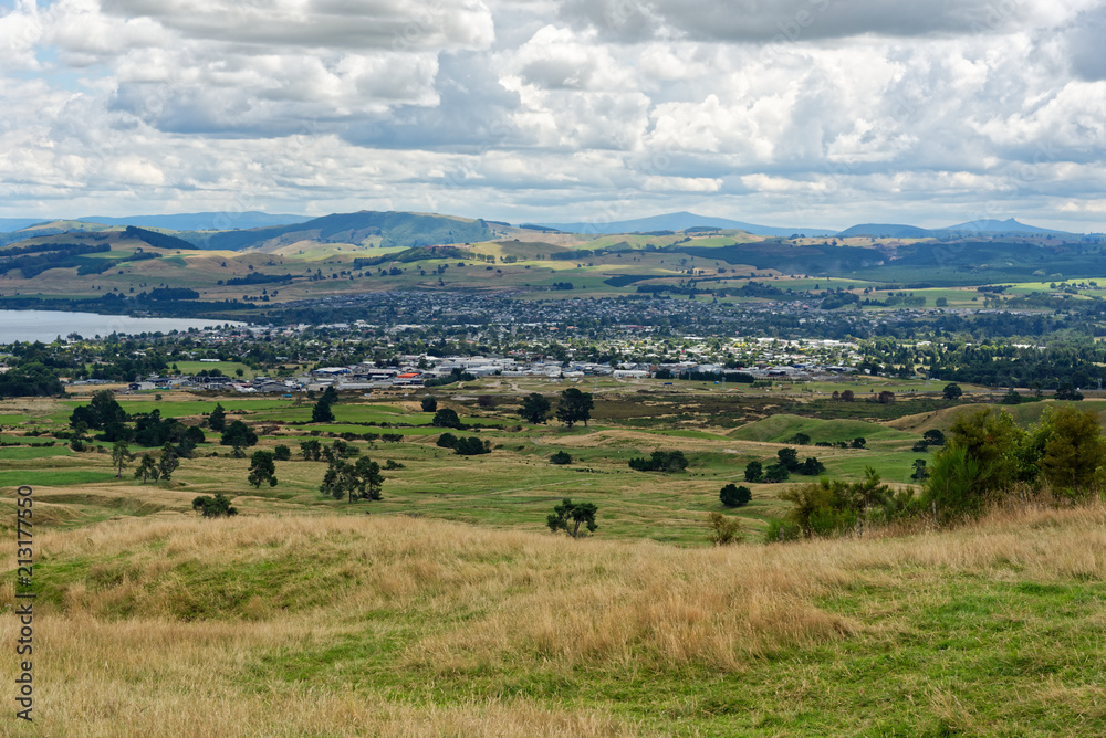 Overlooking Taupo and Lake Taupo from Mt Tauhara