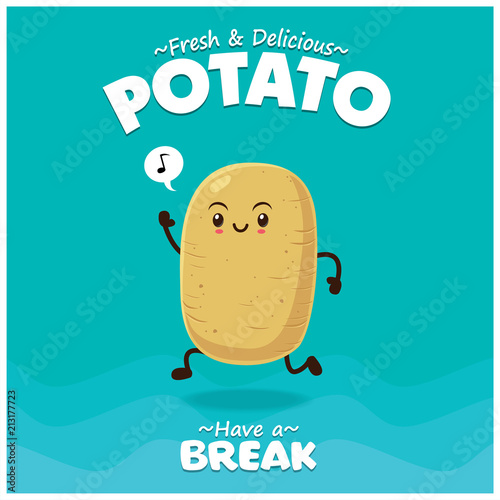 Vintage Summer poster with potato character.