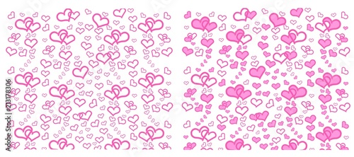 Set of Heart with pink on white background, Background for banner, Valentine's Day design, Love concept, greeting card, postcard, wedding invitation