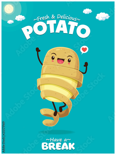 Vintage Summer poster with potato character.