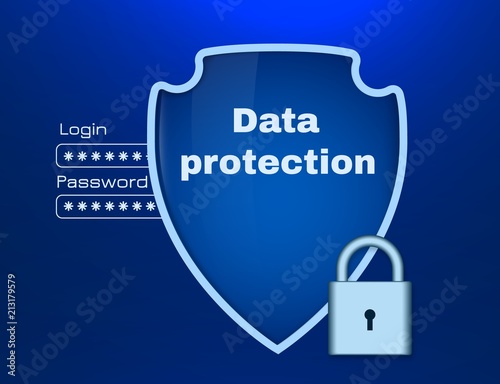 5454541 Data protection theme with shield and lock