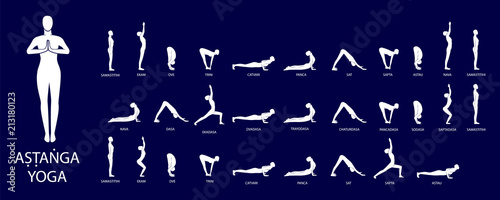 Yoga vector set. Figures yoga poses. Ashtanga Yoga