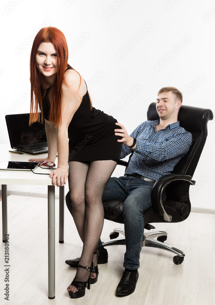 Sexy Secretary Flirting With Boss In The Workplace Sexual Harassment 