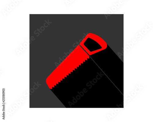 red saw construction repair fix engineering tool equipment image vector icon logo