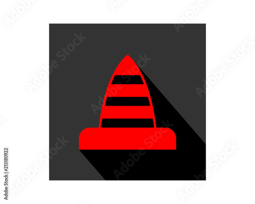 red cone roadblock construction repair fix engineering tool equipment image vector icon logo