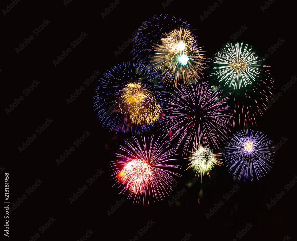 Abstract colorful fireworks large background