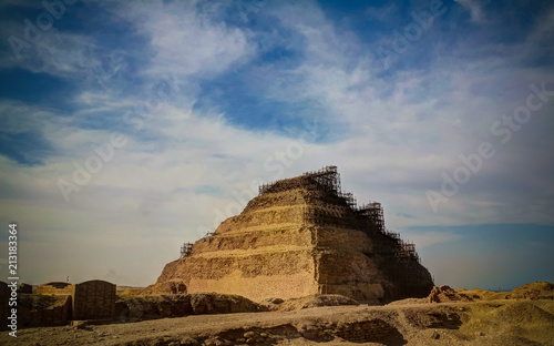 Exterior view to step pyramid of Zoser , Saqqara, Egypt