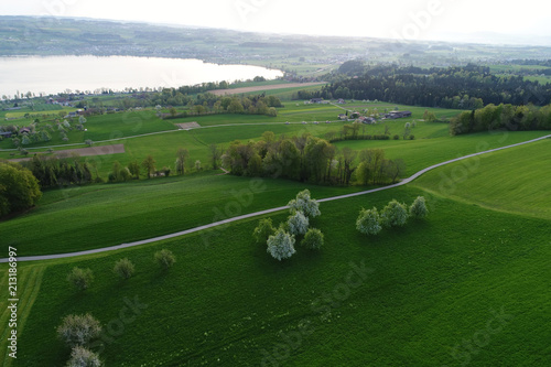 Central Switzerland in spring with Lake Sempach near Lucerne in the background photo