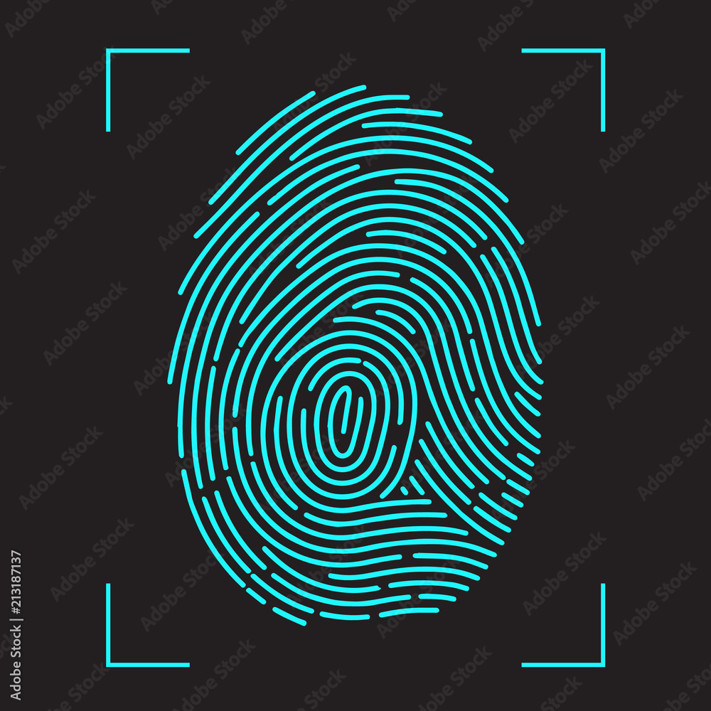 Finger-print Scanning Identification System. - obrazy, fototapety, plakaty 