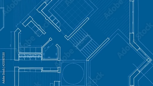 Architecture design: blueprint plan - vector illustration of a plan modern residential building / technology, industry, business concept illustration: real estate, building, construction, architecture
