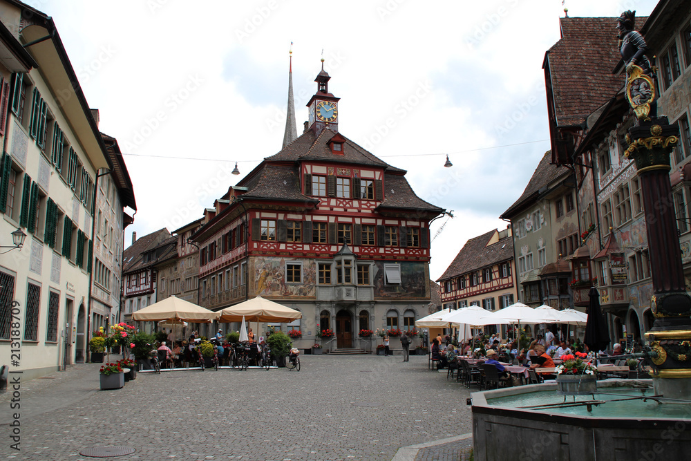Der Rathausplatz in Stein am Rhein