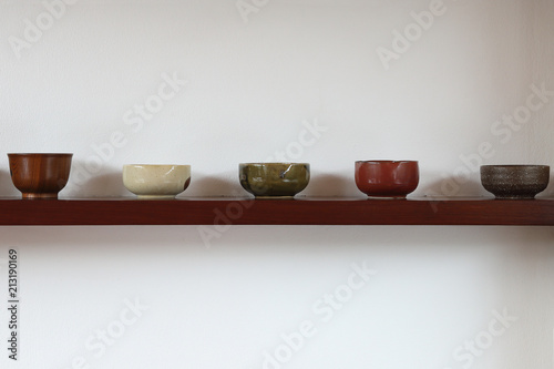 Japanese cup on wood background