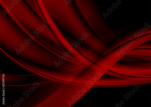 Dark red abstract flowing waves background