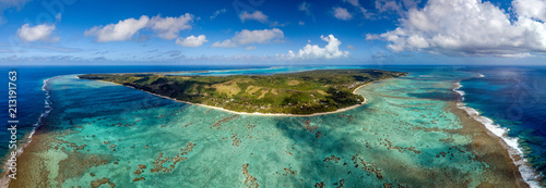 Obraz na plátně Polynesia Cook Island aitutaki lagoon tropical paradise aerial view