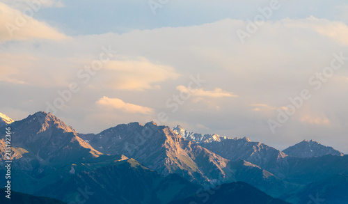 scenic sunset in the mountains,Zailiysky Alatau, Kazakhstan, Almaty photo
