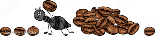 Ant carrying a coffee bean
