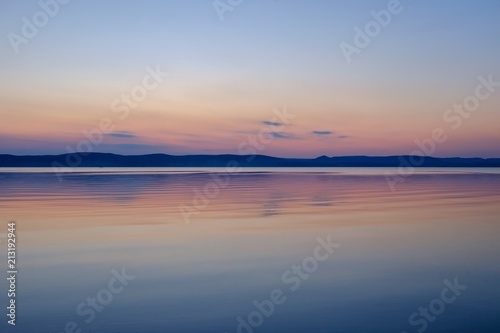 soft and calm sunset at Balaton lake in summer
