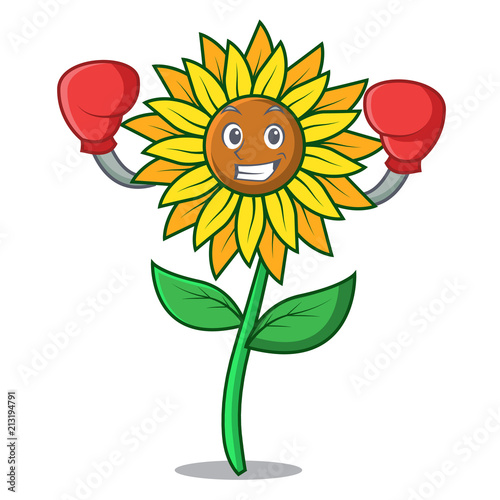 Boxing sunflower character cartoon style