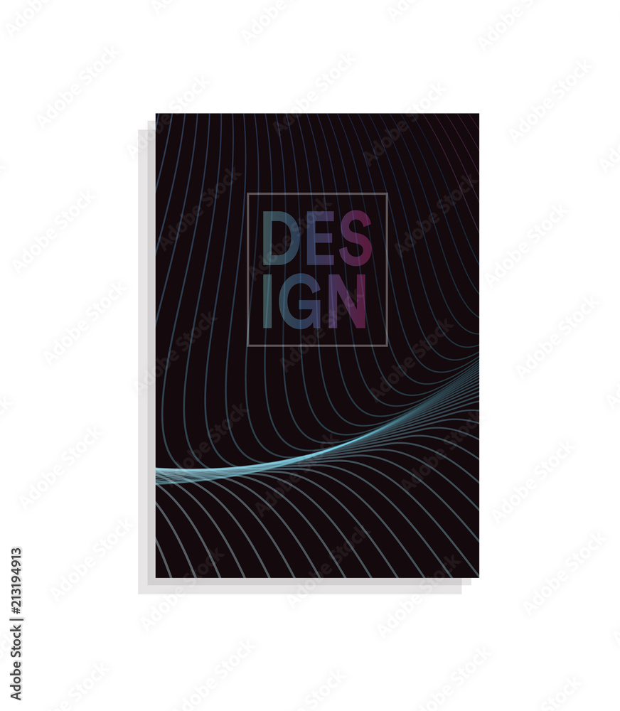 Abstract brochure cover design template with wavy lines design on dark background, color wave vector illustration. Abstract brochure cover design template with wavy lines design on dark background, color wave vector illustration.