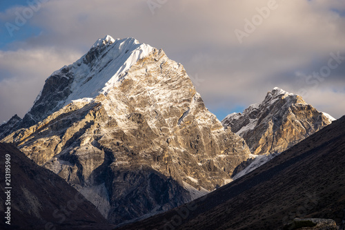 Lobuche east peak in a morning sunrise at Dingboche village, Everest region, Nepal photo