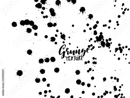 Handdrawn grunge texture. Abstract ink drops background. Black and white grunge illustration. Vector watercolor artwork pattern.