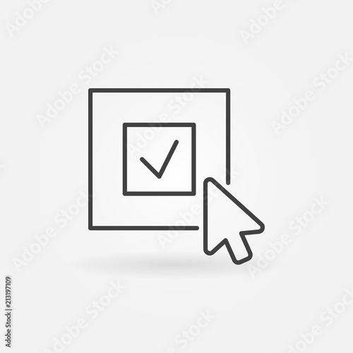 Click on check mark vector icon in outline style