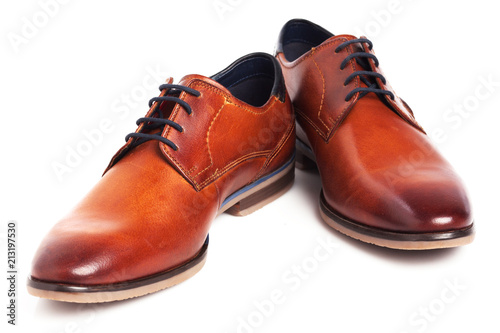 Brown Oxford shoes isolated on white background.