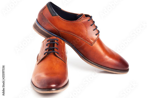 Brown Oxford shoes isolated on white background.