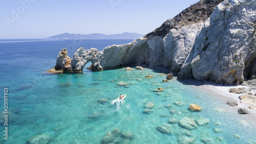 Luftaufnahme von Lalaria-Strand in Skiathos. Drohnenfotografie photo