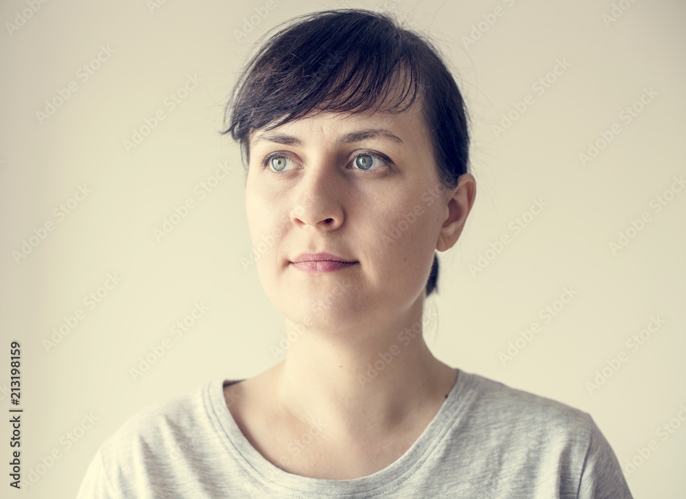 Portrait of cheerful Caucasian woman Portrait of cheerful Caucasian woman