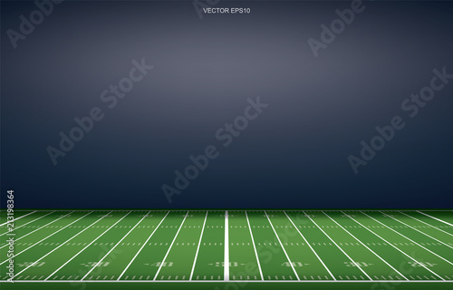 American football stadium background with perspective line pattern of grass field. Vector.
