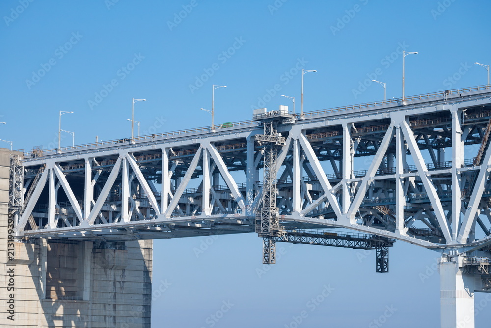 Obraz premium Structure of Seto Ohashi Bridge in seto inland sea,kagawa,shikoku,japan