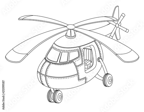 Beautiful coloring book for children with a helicopter on a white background. © Lenan