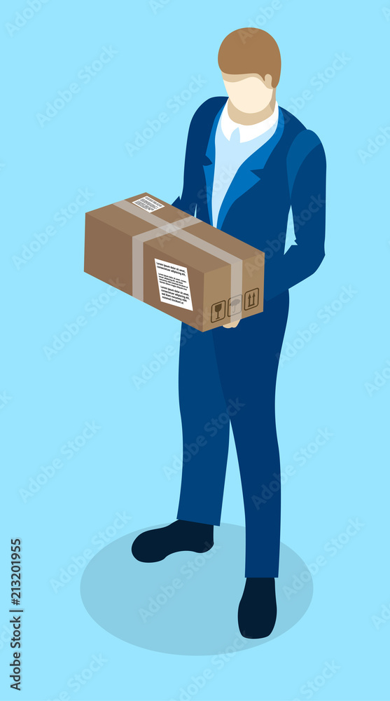 Express delivery service background with man and box. Express delivery service background with man and box.