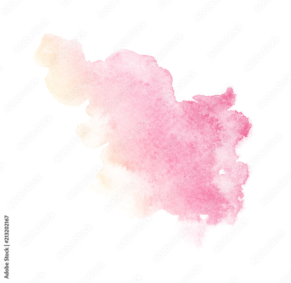 spectrum watercolor splash background isolated on white, for text,tag, logo, design. color like pink, red, rasberry, orange, peach