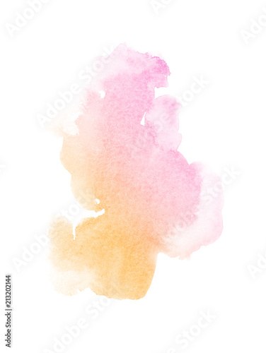 spectrum watercolor splash background isolated on white, for text,tag, logo, design. color like pink, red, rasberry, orange, peach