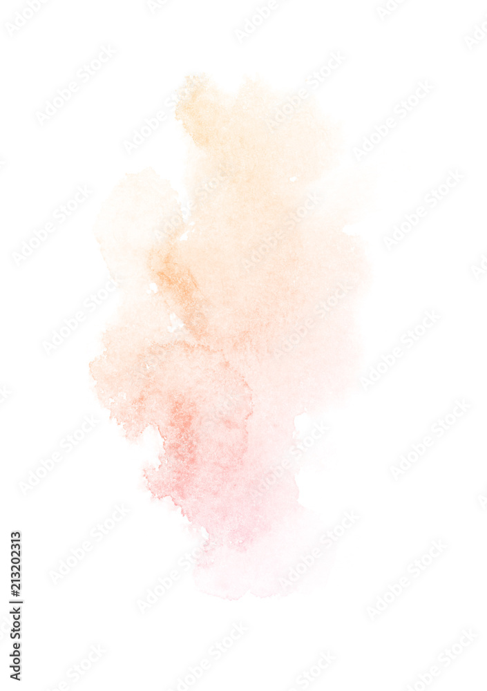 spectrum watercolor splash background isolated on white, for text,tag, logo, design. color like pale yellow, orange, pink, peach